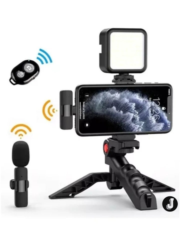 JAJEEK "Ultimate Smartphone Vlogging Kit – Tripod, Microphone, Fill Light, Phone Clip, & Remote for iPhone & Android" - Image 1