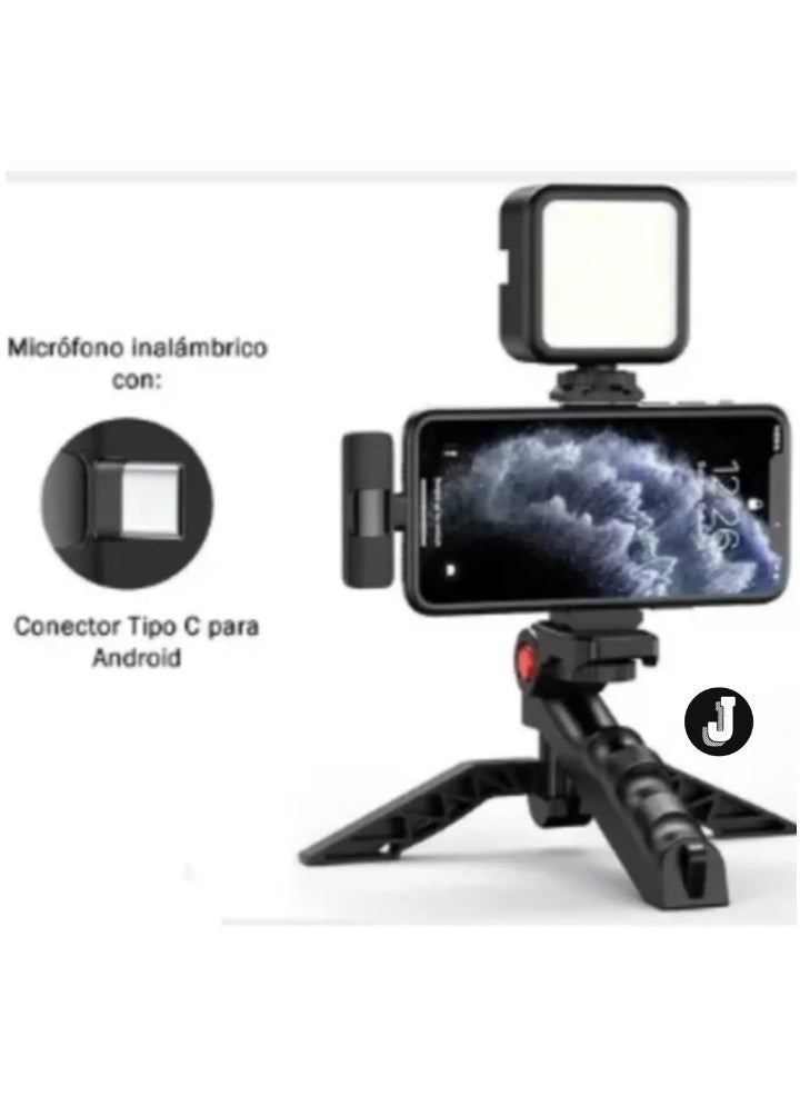 JAJEEK "Ultimate Smartphone Vlogging Kit – Tripod, Microphone, Fill Light, Phone Clip, & Remote for iPhone & Android" - Image 2
