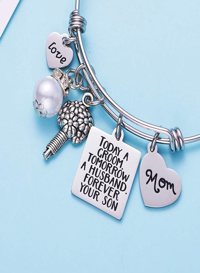 LParkin Mother of The Groom Bride Gifts Mother in Law Gift Mom Bangle Bracelets from Son Today a Groom Tomorrow a Husband Forever Your Son Bracelet - Image 5