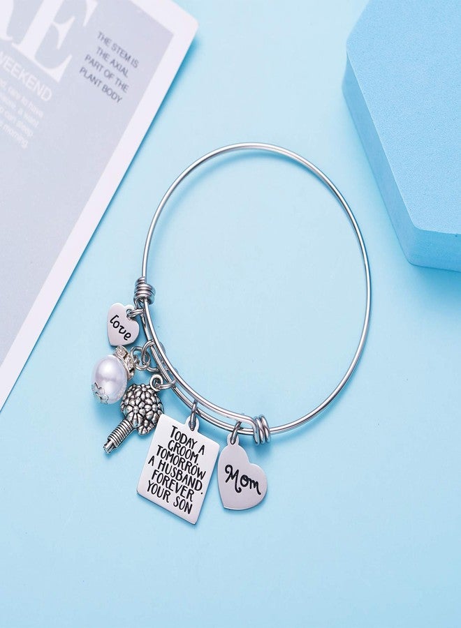 LParkin Mother of The Groom Bride Gifts Mother in Law Gift Mom Bangle Bracelets from Son Today a Groom Tomorrow a Husband Forever Your Son Bracelet - Image 4