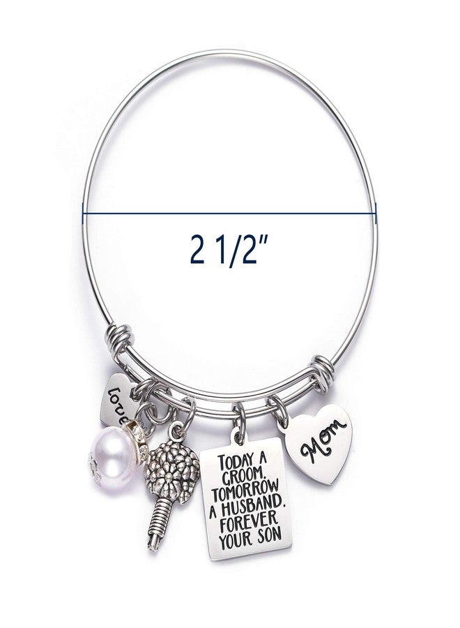LParkin Mother of The Groom Bride Gifts Mother in Law Gift Mom Bangle Bracelets from Son Today a Groom Tomorrow a Husband Forever Your Son Bracelet - Image 2