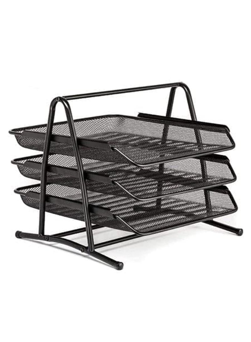 ELTRAZONE Hi-Range Desk Deposit Tray 3 Layer A4 Metal tray Office Desk Organiser Paper office Mesh Document Basket File Paper Tray Letter Organiser Holder Desktop Accessories - Image 1