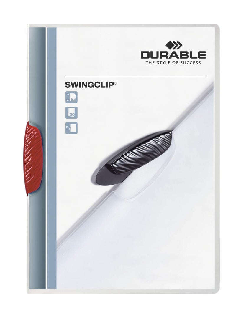 Durable Swingclip® A4 Transparent File Folder | Holds 30 Sheets, No Punching Required, Fast‑Access Pivoting Clip - Image 1