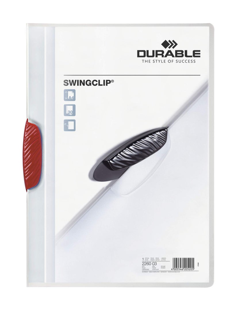 Durable Swingclip® A4 Transparent File Folder | Holds 30 Sheets, No Punching Required, Fast‑Access Pivoting Clip - Image 2