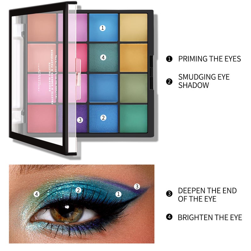 Boobeen Colorful Eyeshadow Palette Makeup-16 Colors, Matte and Glitter Eyeshadow, Bright Eyeshadow palettes, Blendable, Easy to Build Dramatic Glamour Looks (4#) - Image 4