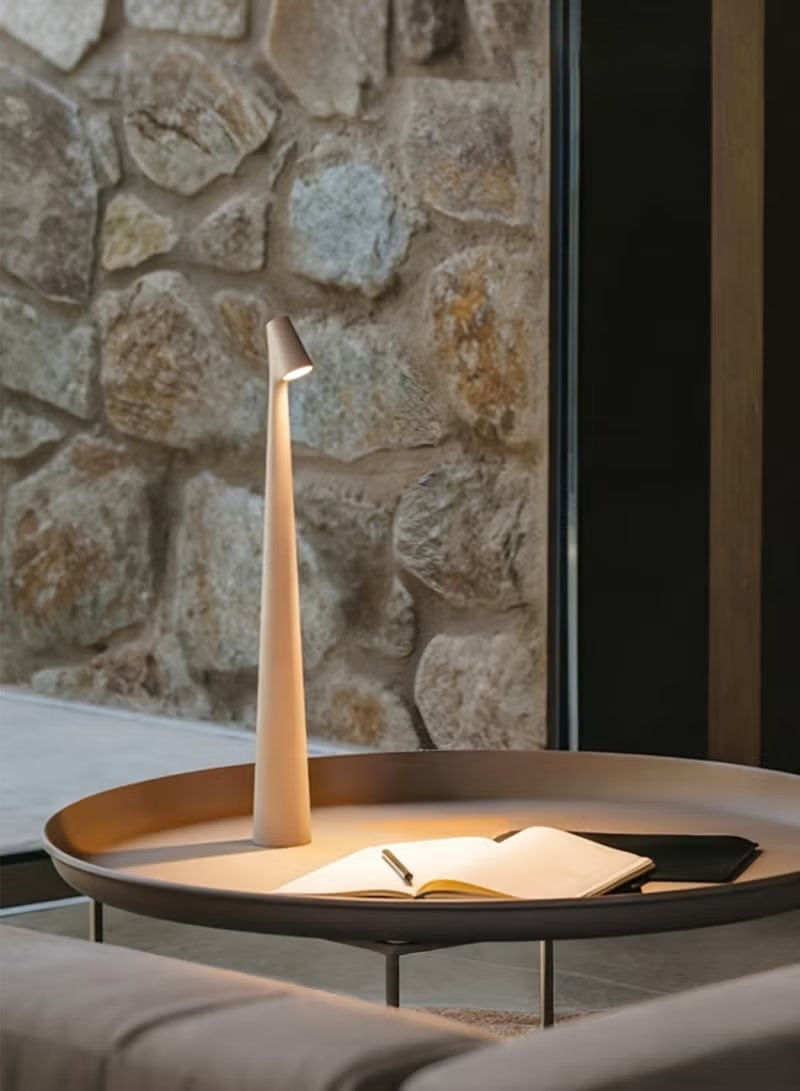 مصباح طاولة قابل لإعادة الشحن، مصباح طاولة ليد محمول مع مستشعر لمسي، ثلاث مستويات إضاءة، مصباح مكتب معدني، أضواء مكتب مقاومة للماء للقراءة وغرف النوم والمعيشة وطاولات السرير (أبيض) - Image 1