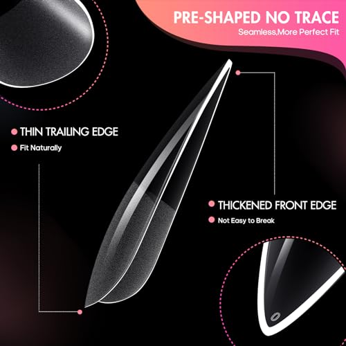Ranrose Long Almond Nail Tips: 240pcs Nail Tips Full Cover False Nail 12 Sizes Half Matte Pre-shape Acrylic Almond Shaped Press On Nail Tips DIY Nail Salon - Image 5