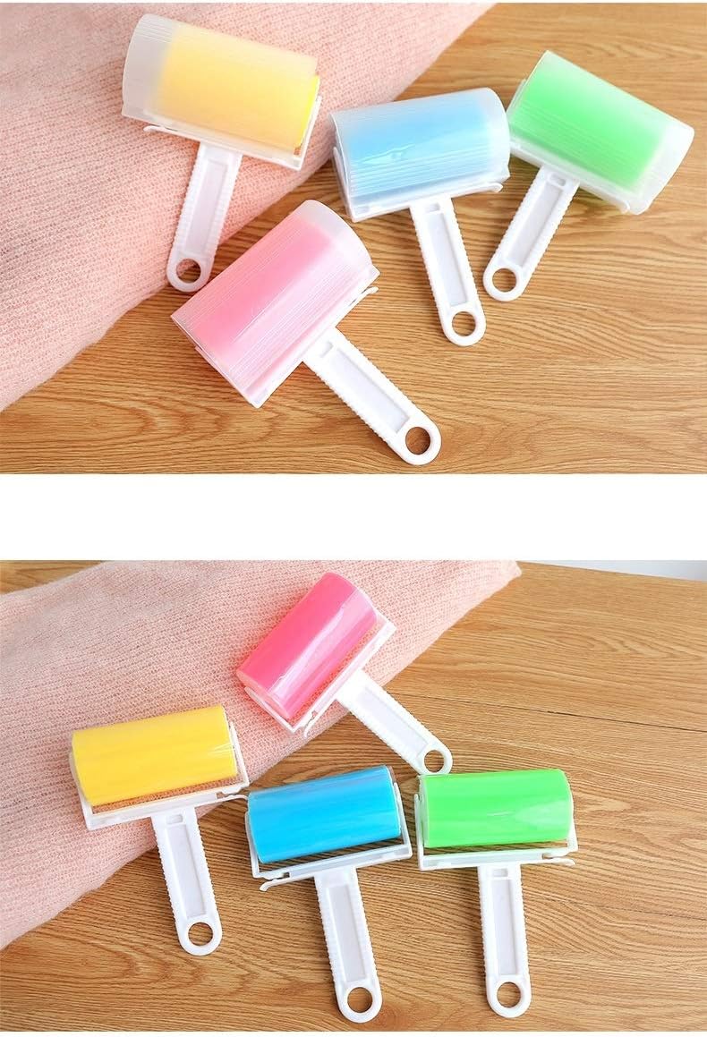 Reusable Lint Remover Washable Silicone Dust Wiper Cats dog Pet Hair Remover Cleaning Brush Tools Sticky Roller Brush (Color : Pink) (Blue) - Image 4