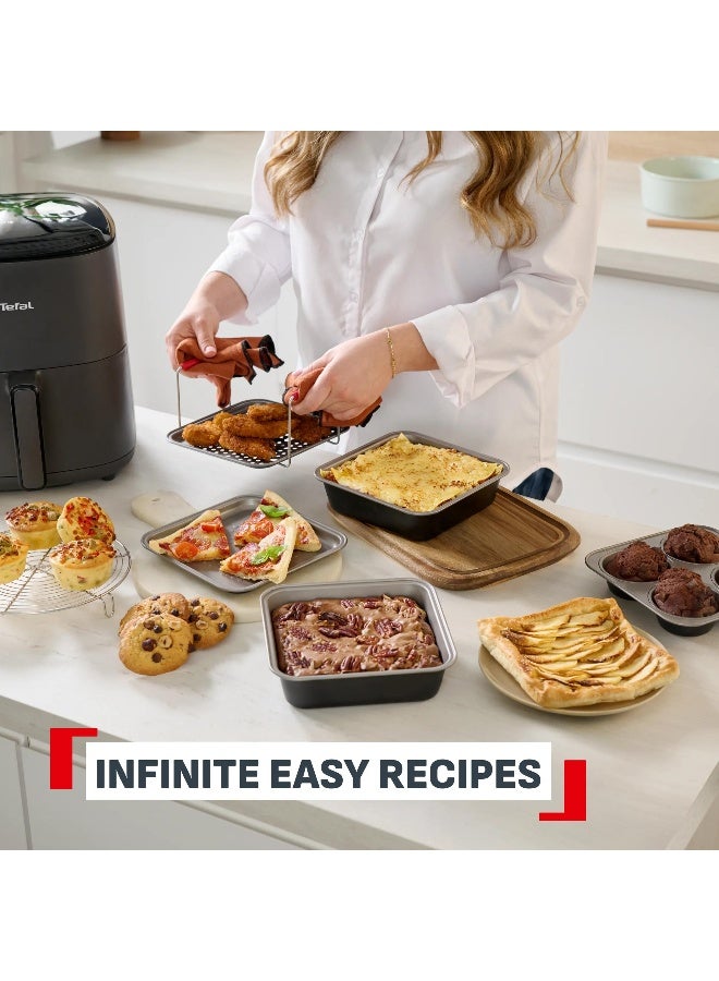 TEFAL Dail'Easy | 5-Piece Air fryer Cooking Accessories Set | Ergonomic Handles | 3 Shapes | Non-Stick Coating | J701S544 Black - Image 5