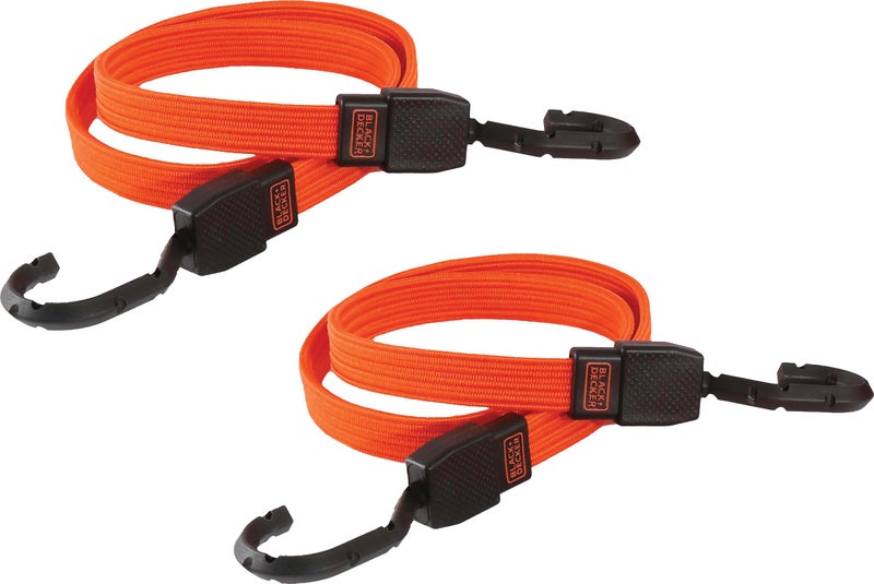 Black+Decker BDX1011 Black/Orange 36" Flat Bungee Cord Straps, 2 Pack - Image 1