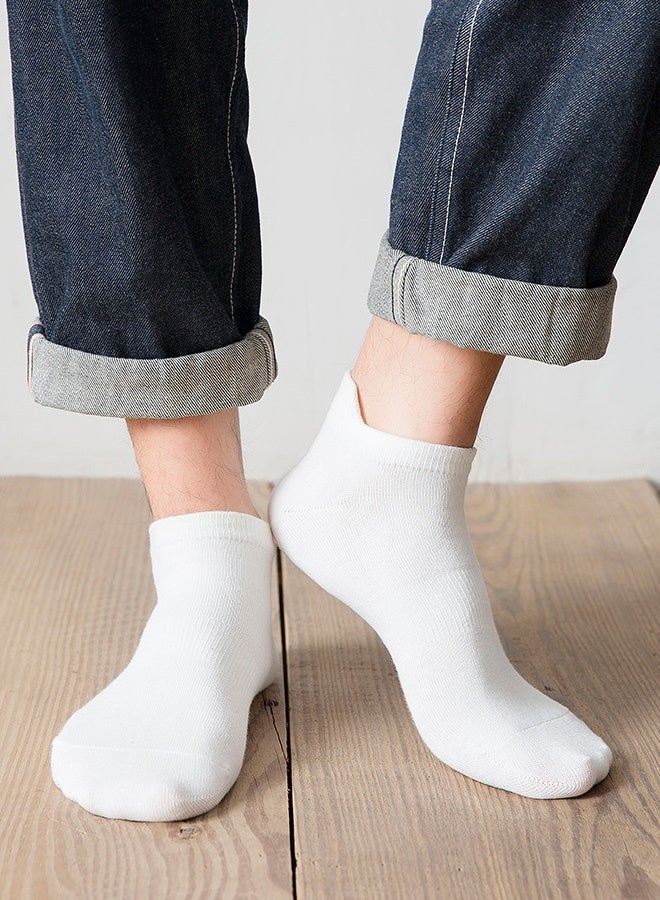 5 Pairs Ankle Socks Women and Men Thin Unisex Athletic Anti-slip Boat Socks Low-cut Shallow Socks with Heel Tab Lightweight and Comfortable for Spring Summer(White) - Image 3