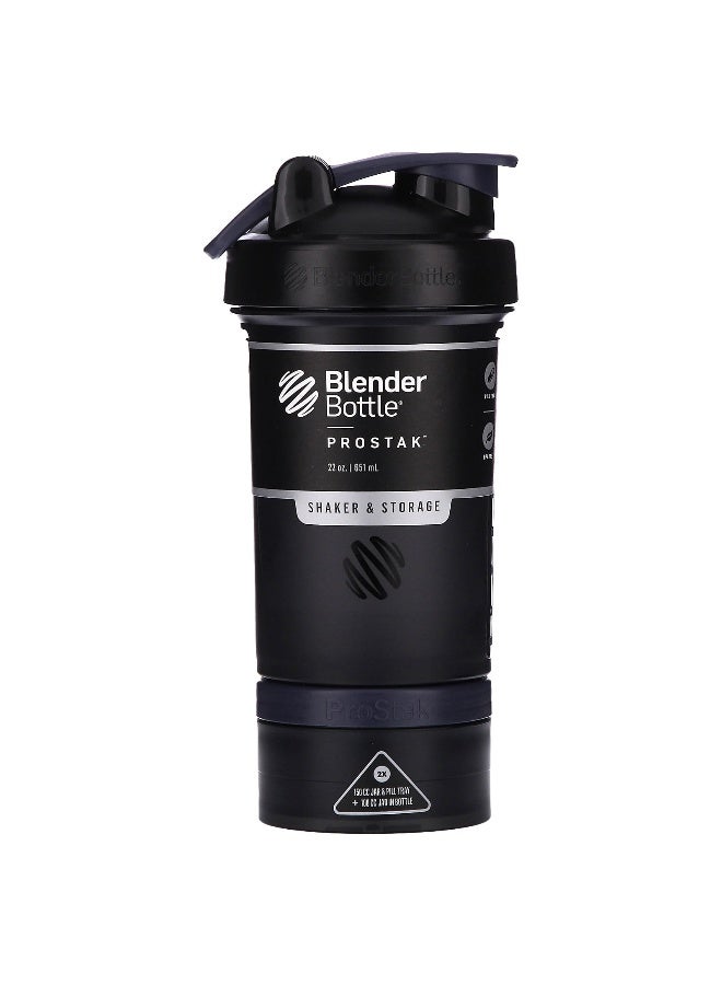 BlenderBottle زجاجة الخلاط، بروستاك، هزاز وتخزين، أسود FC، 22 أونصة (651 مل) - Image 1
