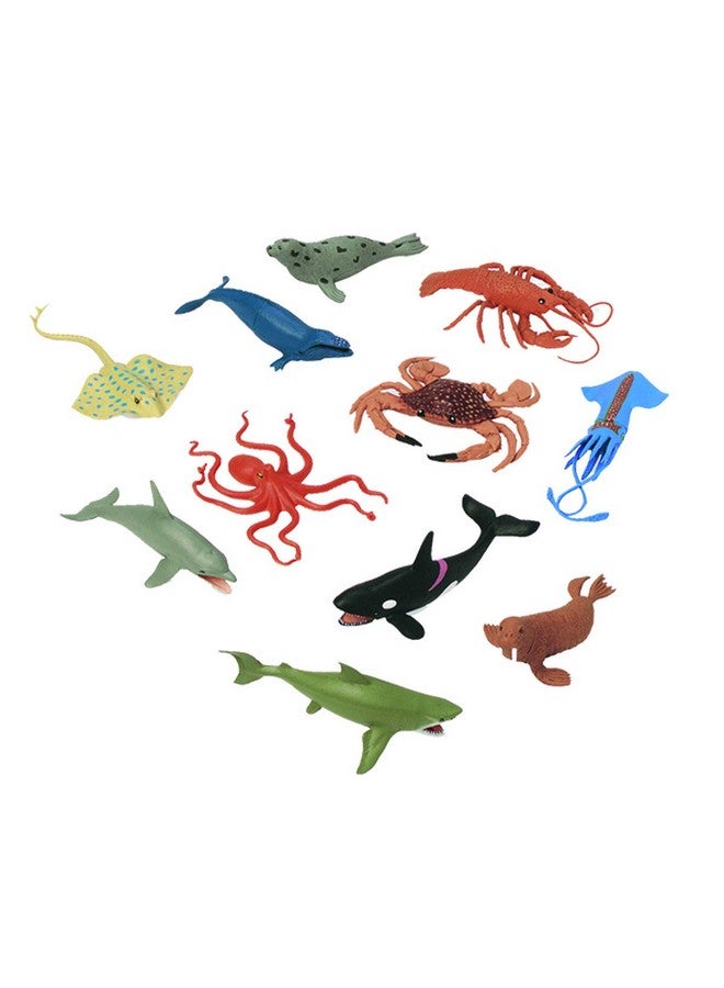 Wild Republic مجموعة ألعاب وحشية جمهورية في كيس بلاستيكي مائية، أخطبوط، سمكة قرش، دولفين، أوركا، سرطان البحر، جراد البحر، حوت أزرق، راي، حبار، فقمة هاربي، وولروس 11 قطعة - Image 2