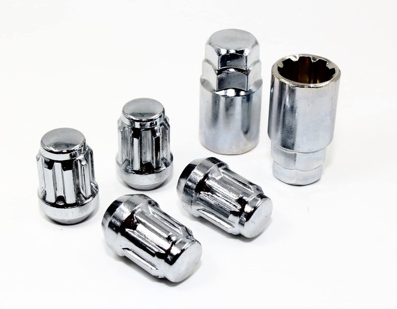 Set of 4 12x15 Veritek Chrome Acorn Bulge Tuner Wheel Locks w 2 Keys for Toyota Scion Hyundai Kia Mazda Conical Type Wheels VPE40700SCH2