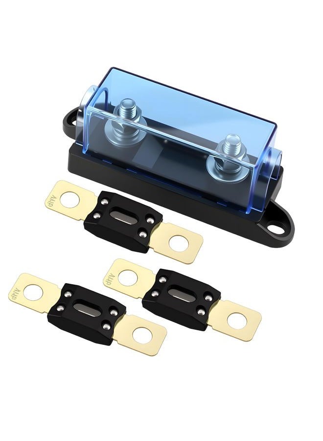 VOZINMOST 1 Way MEGA/AMG Fuse Holder 400A, Bolt Down Fuse M8 5/16" (2 Pack 400A Fuse + 1 Way Fuse Holder) - Image 1