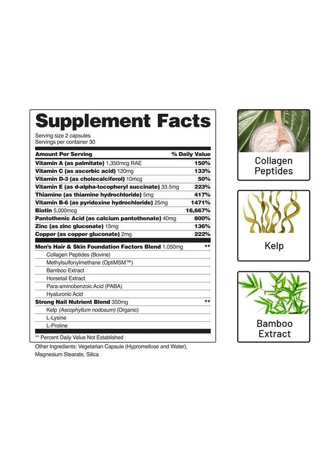 Vital Khai - Hair Growth Supplement for Men - Grow Hair, Stop Hair Loss & Regrow Hair, Beard Growth, Skin and Nail Vitamin - Mens Hair Regrowth with Biotin for Men, Kelp, Bamboo & More (60 Count) - Image 1