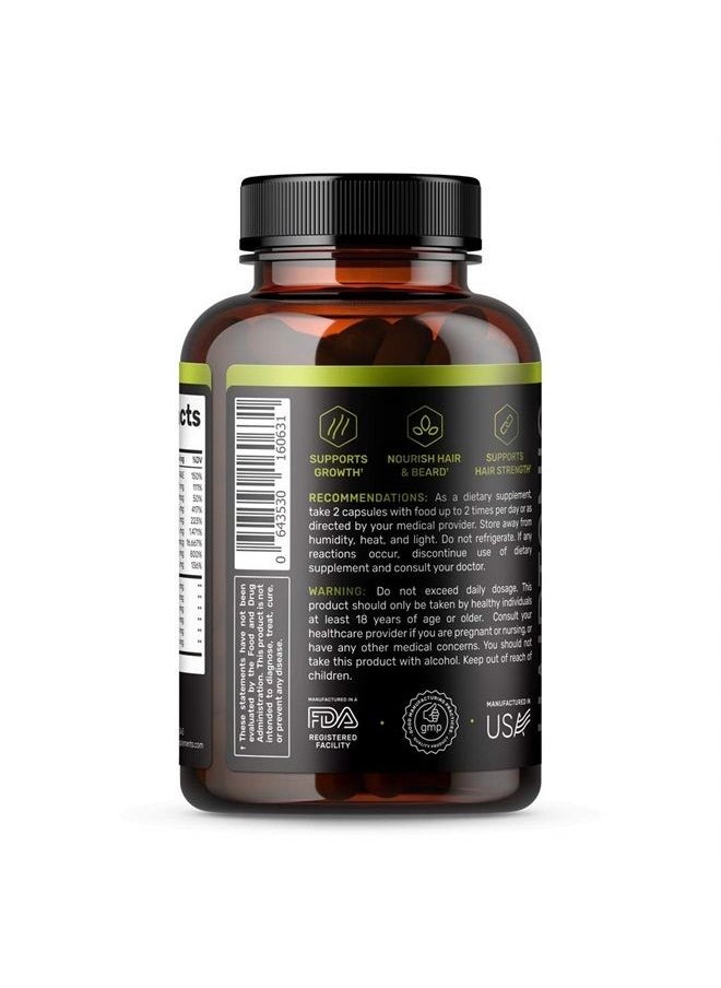 Vital Khai - Hair Growth Supplement for Men - Grow Hair, Stop Hair Loss & Regrow Hair, Beard Growth, Skin and Nail Vitamin - Mens Hair Regrowth with Biotin for Men, Kelp, Bamboo & More (60 Count) - Image 1