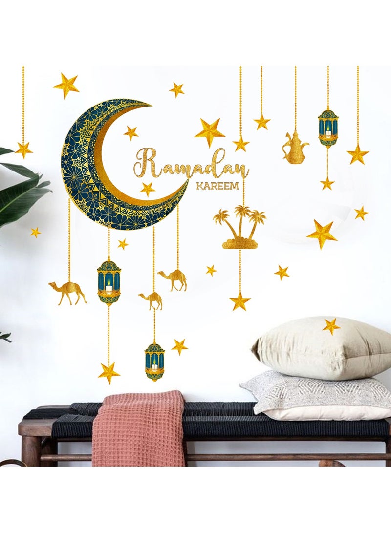 ملصق جداري على شكل هلال ونجمة مضيئة | ديكور منزلي قابل للإزالة لغرفة المعيشة، غرفة النوم، غرفة الأطفال - Image 3