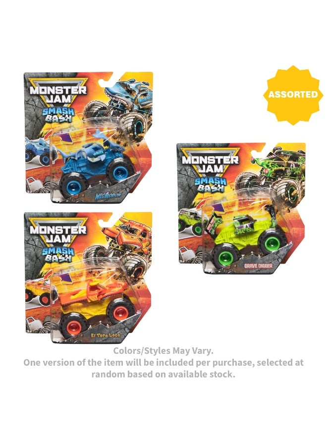 Monster Jam Smash & Bash Monster Truck Die-cast Vehicle (1:64, Assorted) - Image 1
