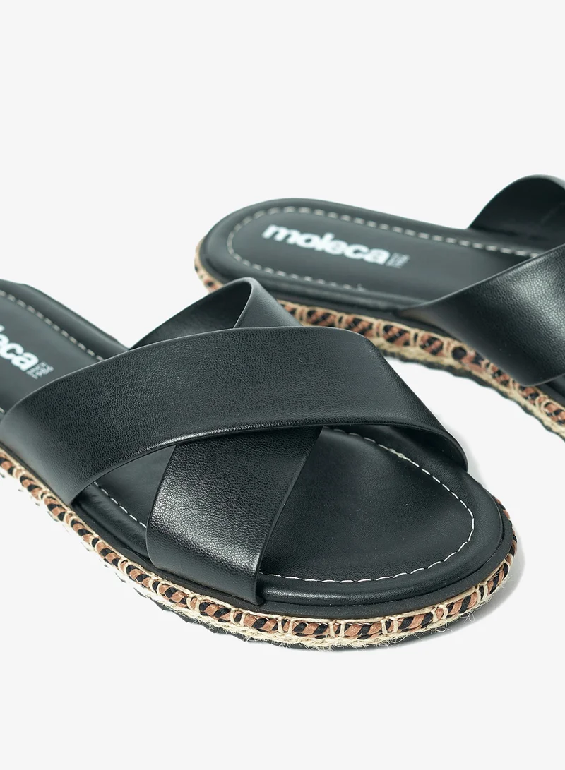 Moleca Black Flat Sandals for Women – Stylish Ladies Flat Sandals & Comfortable Flat Slippers for Women | Best Price UAE