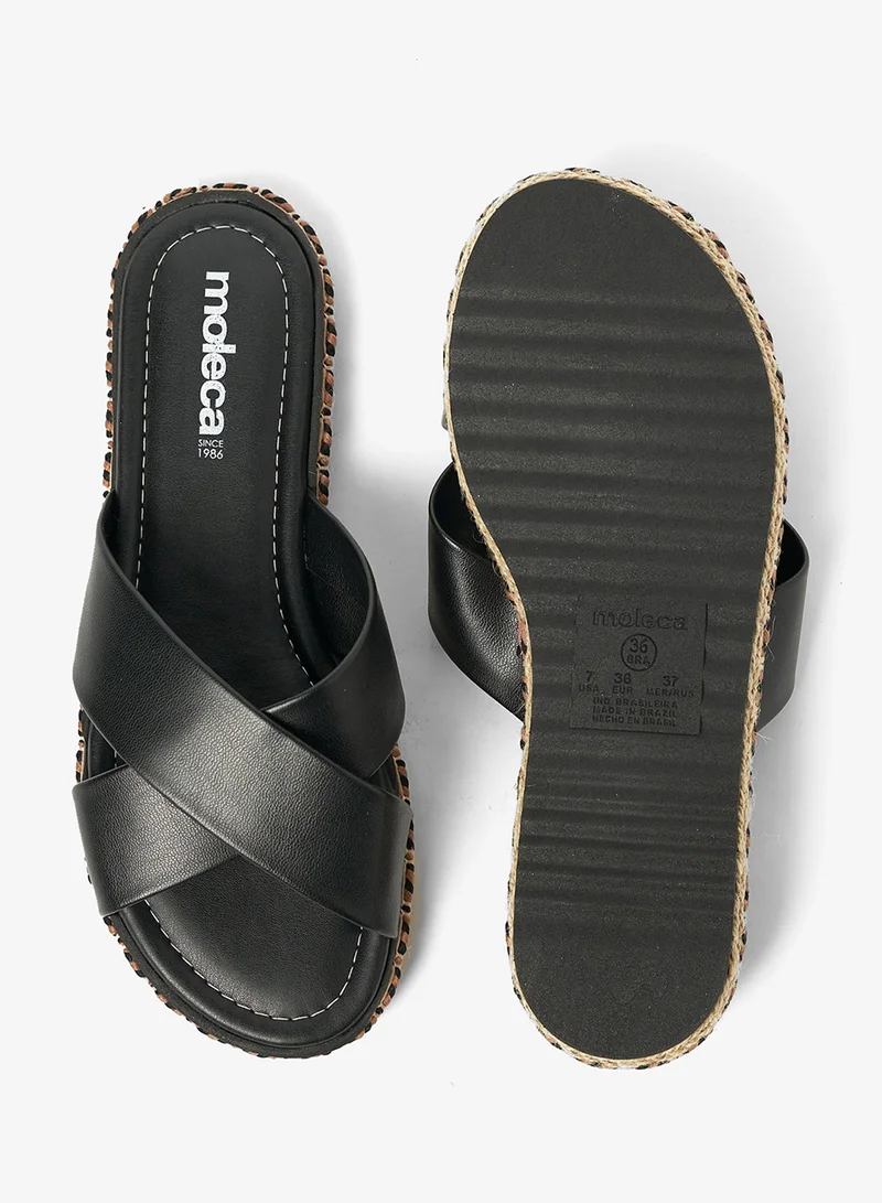 Moleca Black Flat Sandals for Women – Stylish Ladies Flat Sandals & Comfortable Flat Slippers for Women | Best Price UAE