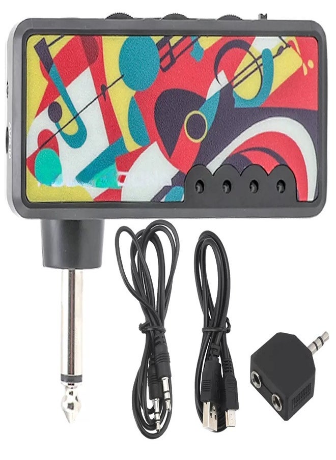 Generic Electric Guitar Headphone Amplifier Bass Headphone Amplifier Rechargeable Plug in Pocket Bedroom Overdrive Reverb Effects  - Image 1