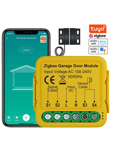 Tuya ZigBee Gate Opener Intelligent Garage Door Controller Module Mobilephone Remote Tuya APP Control Compatible with Alexa and  Home