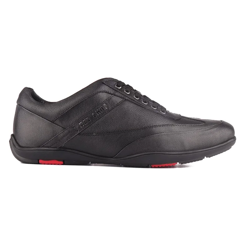 Red Chief Comfortable Genuine Leather Sneaker For Men | Rc3754 Black