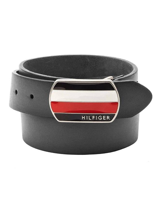 Tommy Hilfiger Plus Tommy Hilfiger Men's Black Leather Belt with Classic Logo Buckle  - Image 1