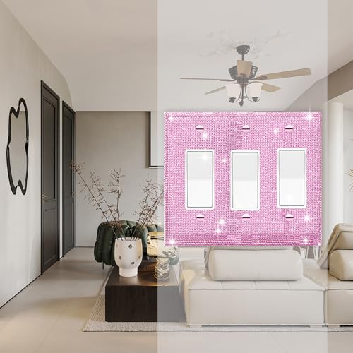 Gaocai Shiny Pink Rhinestone Triple Toggle Wall Plate, 4.5 x 6.4 inches, 1PC-3FS7 - Image 4