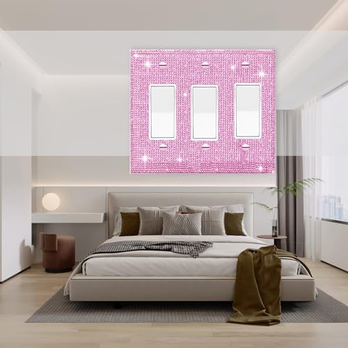 Gaocai Shiny Pink Rhinestone Triple Toggle Wall Plate, 4.5 x 6.4 inches, 1PC-3FS7 - Image 5