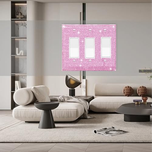 Gaocai Shiny Pink Rhinestone Triple Toggle Wall Plate, 4.5 x 6.4 inches, 1PC-3FS7 - Image 3