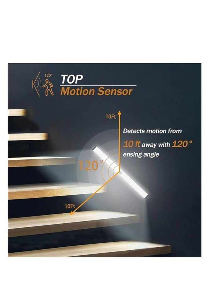 سبيس شوب ضوء LED بمستشعر الحركة، ضوء ليلي أبيض، ضوء خزانة قابل لإعادة الشحن عبر USB لسلالم الخزانة، ضوء LED مغناطيسي محمول قابل للإزالة لأي مكان  - Image 3
