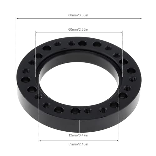 DriSentri 05 Steering Wheel Hub Adapter Conversion Spacer Black Aluminium Alloy 12mm Steering Wheel Hub PCD Adapter Spacer for Momo for Nardi for OMP for Sparco - Image 3