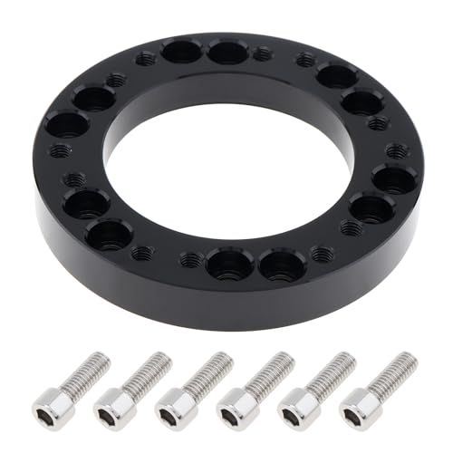 DriSentri 05 Steering Wheel Hub Adapter Conversion Spacer Black Aluminium Alloy 12mm Steering Wheel Hub PCD Adapter Spacer for Momo for Nardi for OMP for Sparco - Image 1