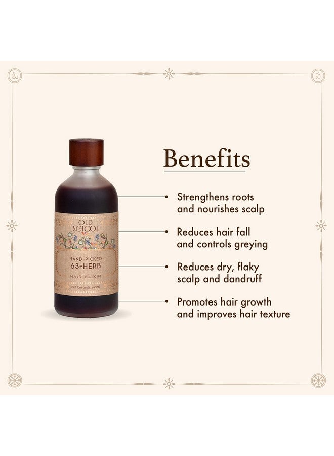Old School Rituals 63-Herb Hair Elixir | Natural Hair Oil For Growth Of Strong & Healthy Hair | Reduces Hair Fall & Prevents Grey Hair | 100 Ml | 35 Dry Herbs | 28 Fresh Herbs | Soothing Essential Oils Blend | Anti-Dandruff Hair Oil | Strengthens Hair Roots | Vegan | Unique Blend Of Natural Herbs - Image 4