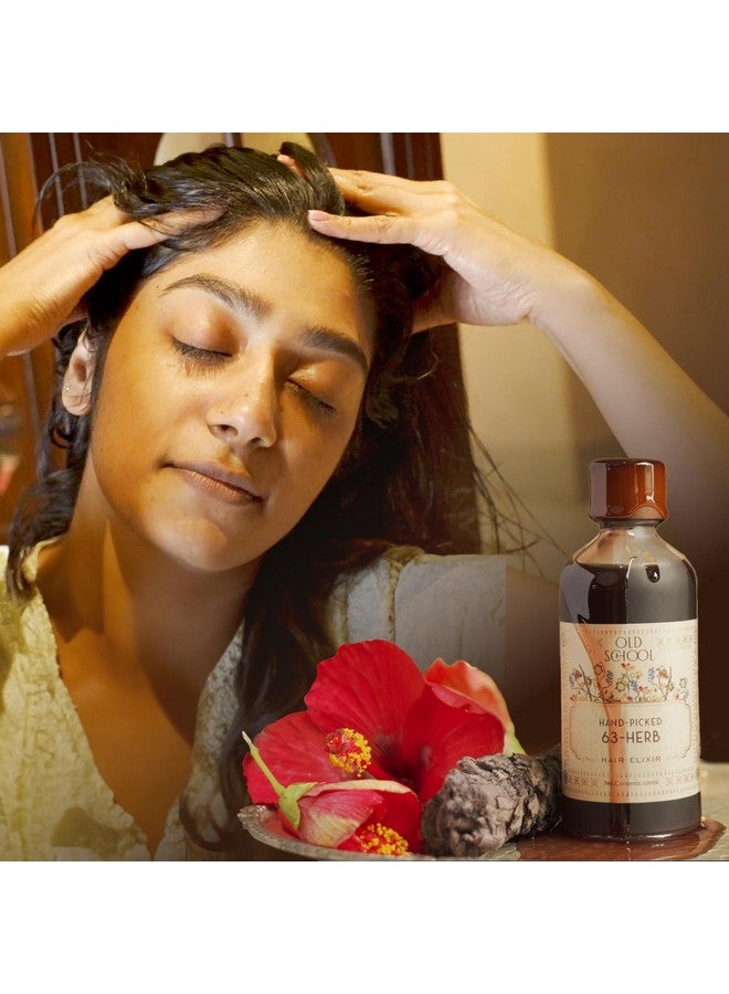 Old School Rituals 63-Herb Hair Elixir | Natural Hair Oil For Growth Of Strong & Healthy Hair | Reduces Hair Fall & Prevents Grey Hair | 100 Ml | 35 Dry Herbs | 28 Fresh Herbs | Soothing Essential Oils Blend | Anti-Dandruff Hair Oil | Strengthens Hair Roots | Vegan | Unique Blend Of Natural Herbs - Image 3