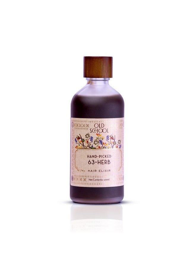 Old School Rituals 63-Herb Hair Elixir | Natural Hair Oil For Growth Of Strong & Healthy Hair | Reduces Hair Fall & Prevents Grey Hair | 100 Ml | 35 Dry Herbs | 28 Fresh Herbs | Soothing Essential Oils Blend | Anti-Dandruff Hair Oil | Strengthens Hair Roots | Vegan | Unique Blend Of Natural Herbs - Image 1