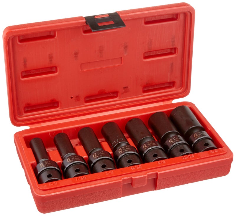 SUNEX TOOLS 3656 3/8" Drive Fractional 6 Point Deep Universal Impact Socket Set - 7 Pc. - Image 2