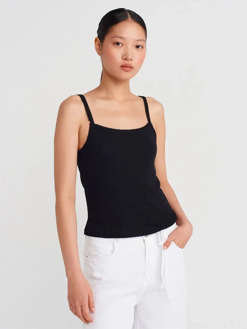 ديلفين Dilvin Textured Cotton Modal Cami Blouse