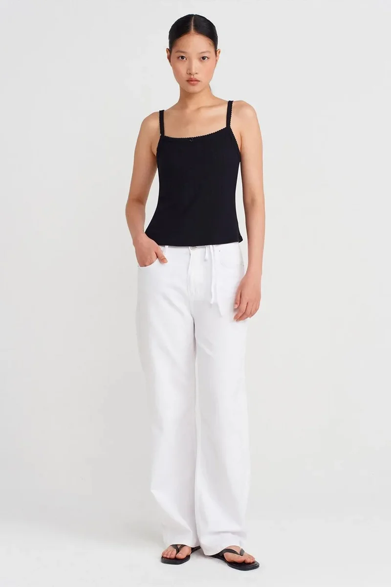Dilvin Black DILVIN Textured Cotton Modal Cami Blouse for Women | Best Price UAE