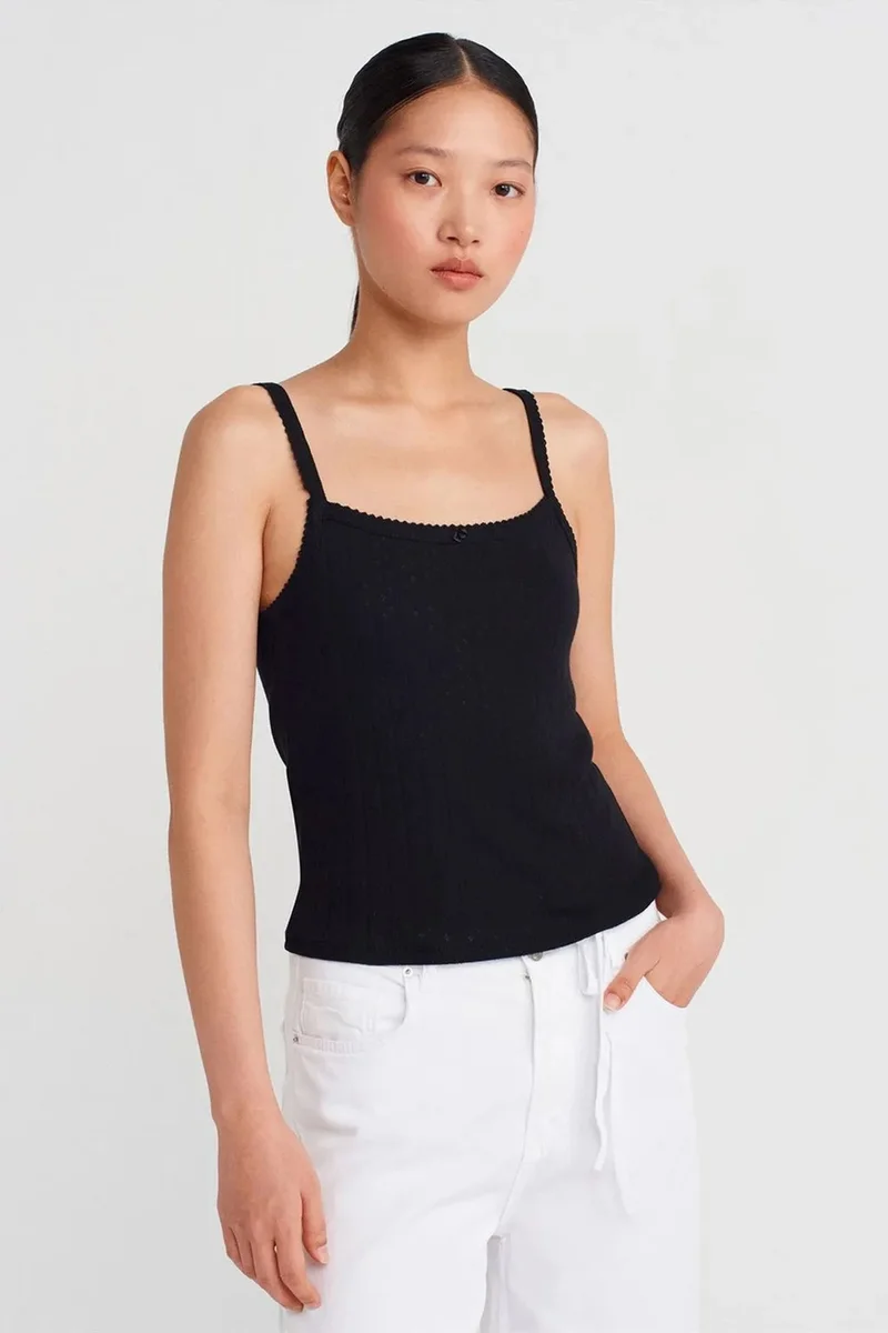 ديلفين DILVIN Textured Cotton Modal Cami Blouse