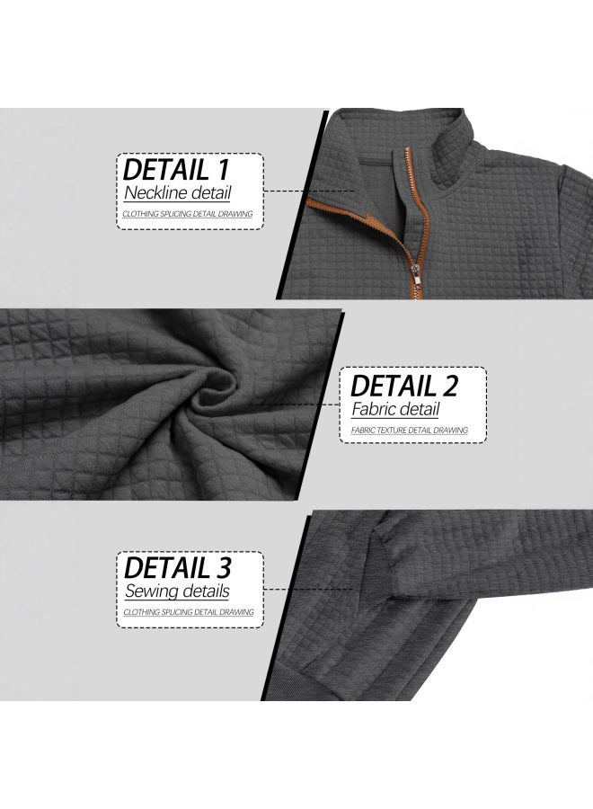 Tk Casual Sports Hoodie Jacquard Small Square Stand Collar Half Zipper Waffle Top For Men - Image 3