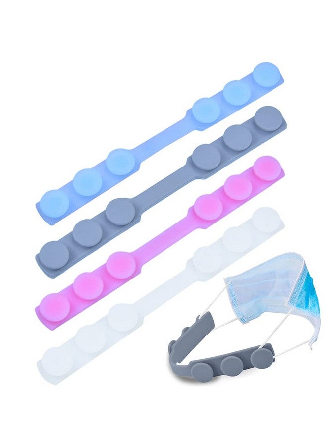 bouti1583 Bouti1583 Silicone Mask Extender Soft Extension with Earrings Stand Mask Buckle Mask Hook Adjustable Extended Belt Ear Protection Sport Fan Buckle (Clear White + Light Gray + Sky Blue + Pink)  - Image 1