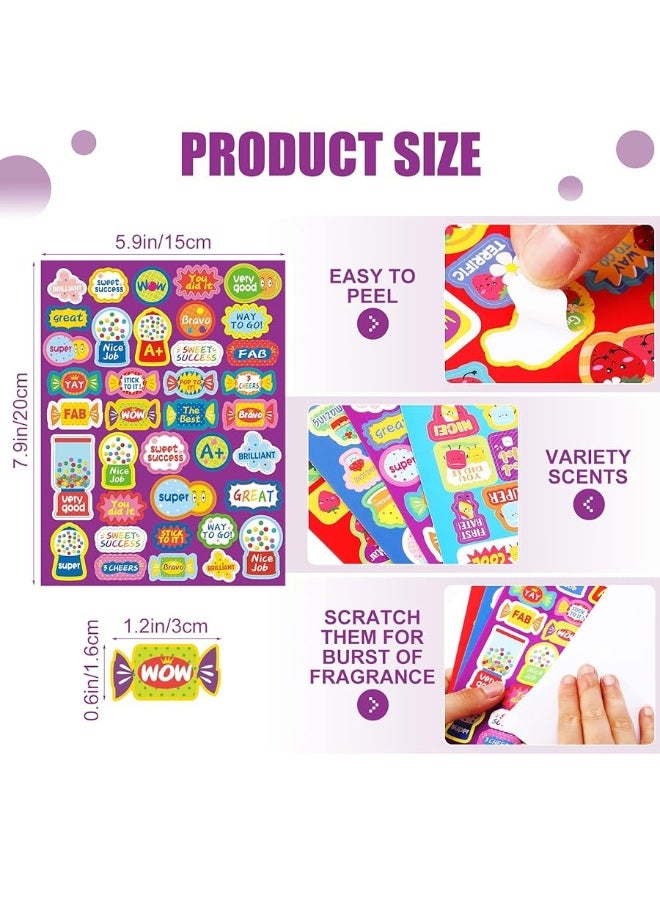 750 PCS Scented Scratch Stickers Smelly Stickers Fruits and Foods Reward Motivate Stickers for School Classroom Supplies Kids Teachers Student Awards(Classic Style, Dessert Scents)