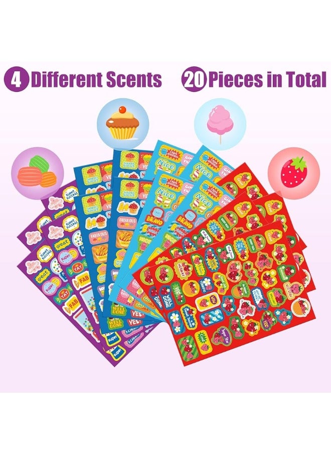 750 PCS Scented Scratch Stickers Smelly Stickers Fruits and Foods Reward Motivate Stickers for School Classroom Supplies Kids Teachers Student Awards(Classic Style, Dessert Scents)