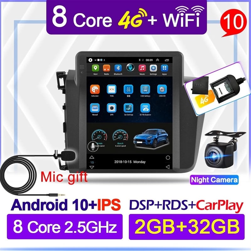 Vuzmode 2 Din Android 10 Car Multimedia Player for Civic - Image 2