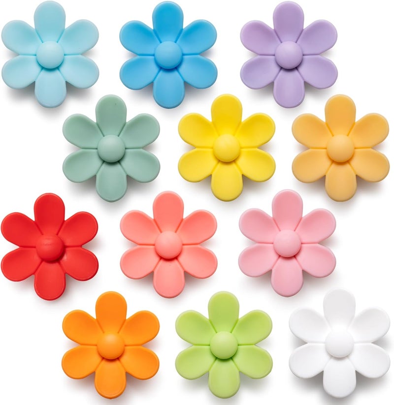 Sun Urs 3D Solid Color Flower Cute Fridge Magnets for Locker, Colorful Strong Decorative Funny Refrigerator Magnets for Whiteboard, Kitchen, and Office (12 Pieces) - Image 1