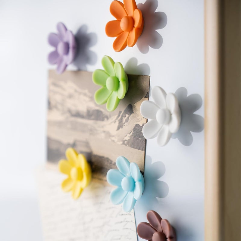 Sun Urs 3D Solid Color Flower Cute Fridge Magnets for Locker, Colorful Strong Decorative Funny Refrigerator Magnets for Whiteboard, Kitchen, and Office (12 Pieces) - Image 2