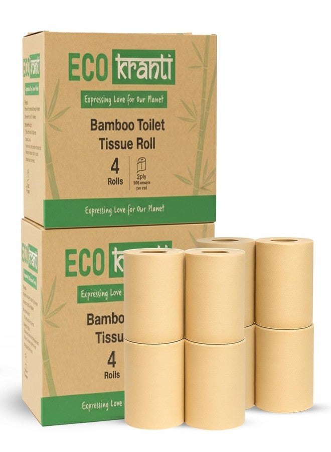 Eco Kranti - Bamboo Toilet Tissue Roll | 300 Pulls x 8 Packs | 100% Natural | Soft & Highly Absorbent | Biodegradable, Compostable & Eco-Friendly | Travel Friendly | Chemical-Free & Hypoallergenic - Image 1